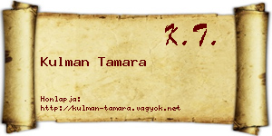 Kulman Tamara névjegykártya